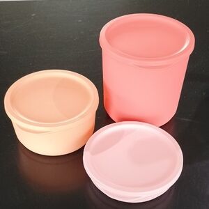Tupperware Pink and Peach Container Trio Set of 3